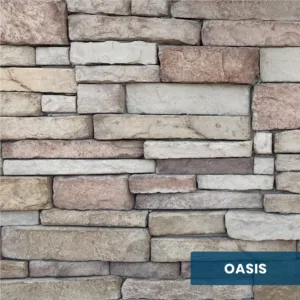 Close-up view of Innovative Stonecraft's OASIS DESERT STONE stone finish, showcasing its classic and enduring design