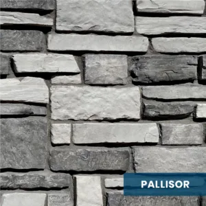 Close-up view of Innovative Stonecraft's PALLISOR DESERT STONE stone finish, showcasing its classic and enduring design