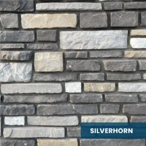 Close-up view of Innovative Stonecraft's SILVERHORN DESERT STONE stone finish, showcasing its classic and enduring design.