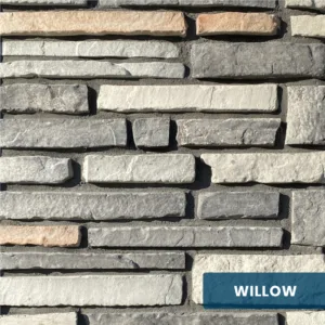 Close-up view of Innovative Stonecraft's WILLOW DESERT STONE stone finish, showcasing its classic and enduring design