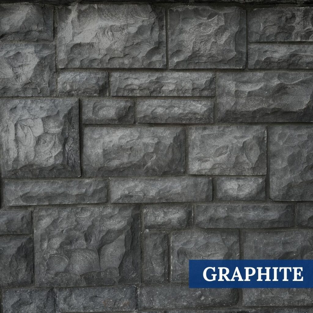 Sample Photo of Innovative Stoncraft's Graphite Profile which displays charcoal hues. This profile is part of our Castle Collection.