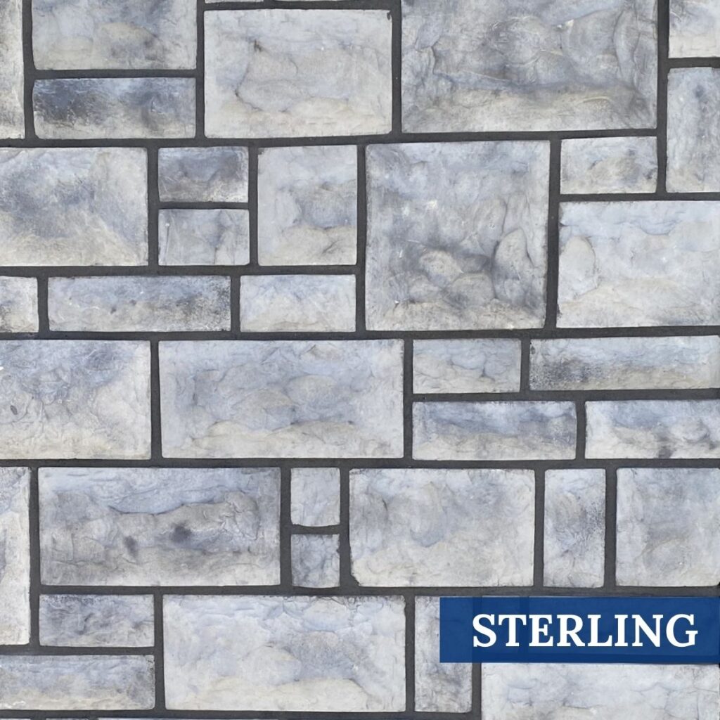 Sample Photo of Innovative Stoncraft's Sterling Profile which displays grey hues. This profile is part of our Castle Collection.