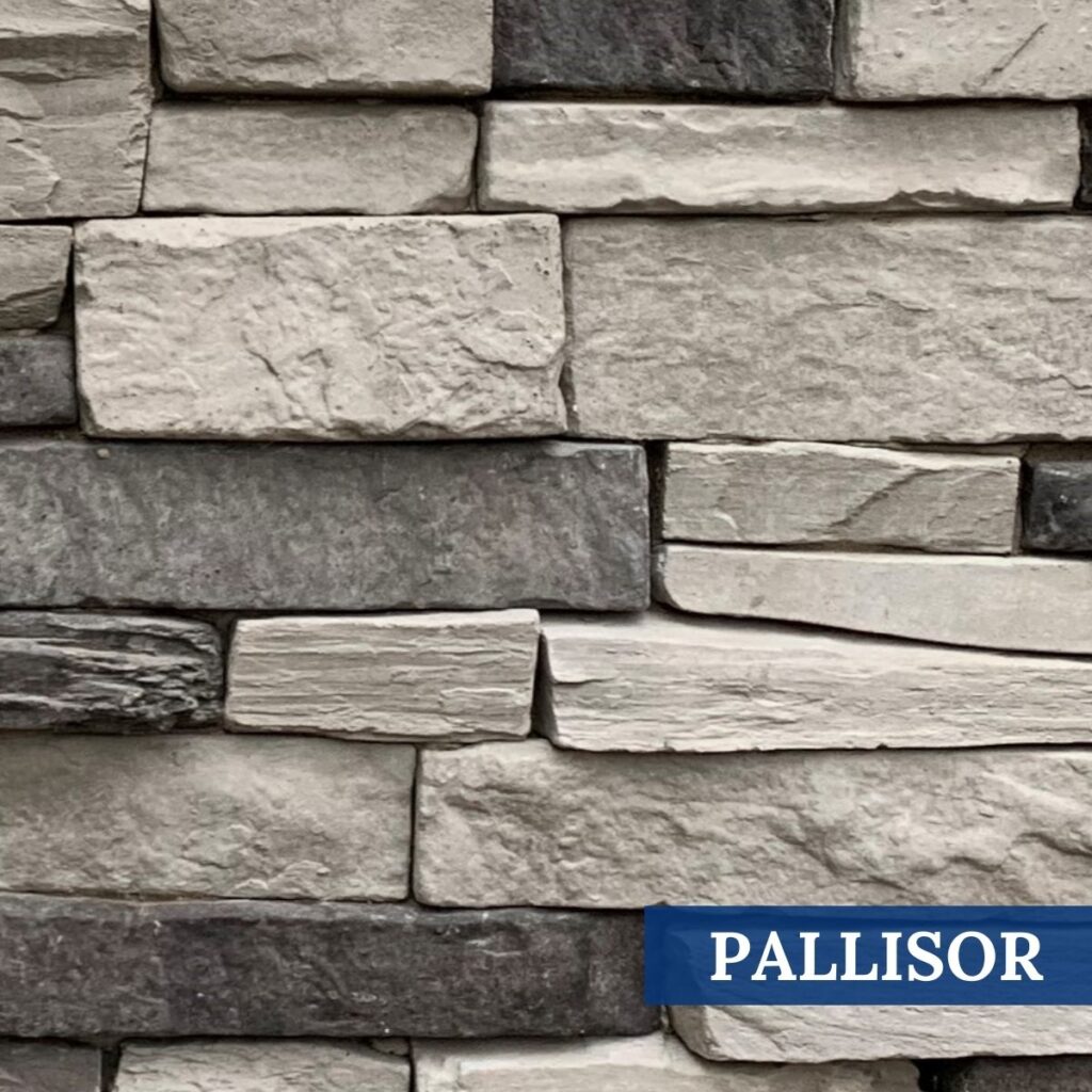 Sample Photo of Innovative Stoncraft's Pallisor Profile which displays a mix of graphite, white and grey hues. This profile is part of our Desert Stone Collection.