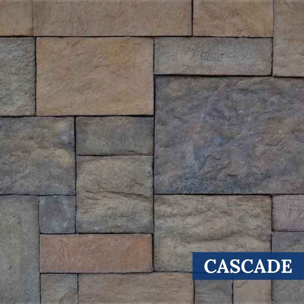 Sample Photo of Innovative Stoncraft's Cascade Profile which displays rust, grey, and brown hues. This profile is part of our EU Castle Collection.