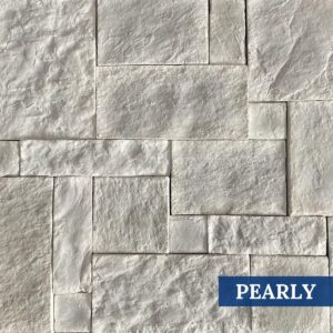 Sample Photo of Innovative Stoncraft's Pearly Profile which displays white and cream hues. This profile is part of our EU Castle Collection.