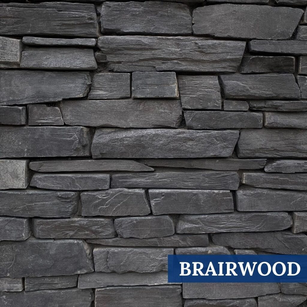 Sample Photo of Innovative Stoncraft's Brairwood Profile which displays black hues. This profile is part of our Ledge Collection.